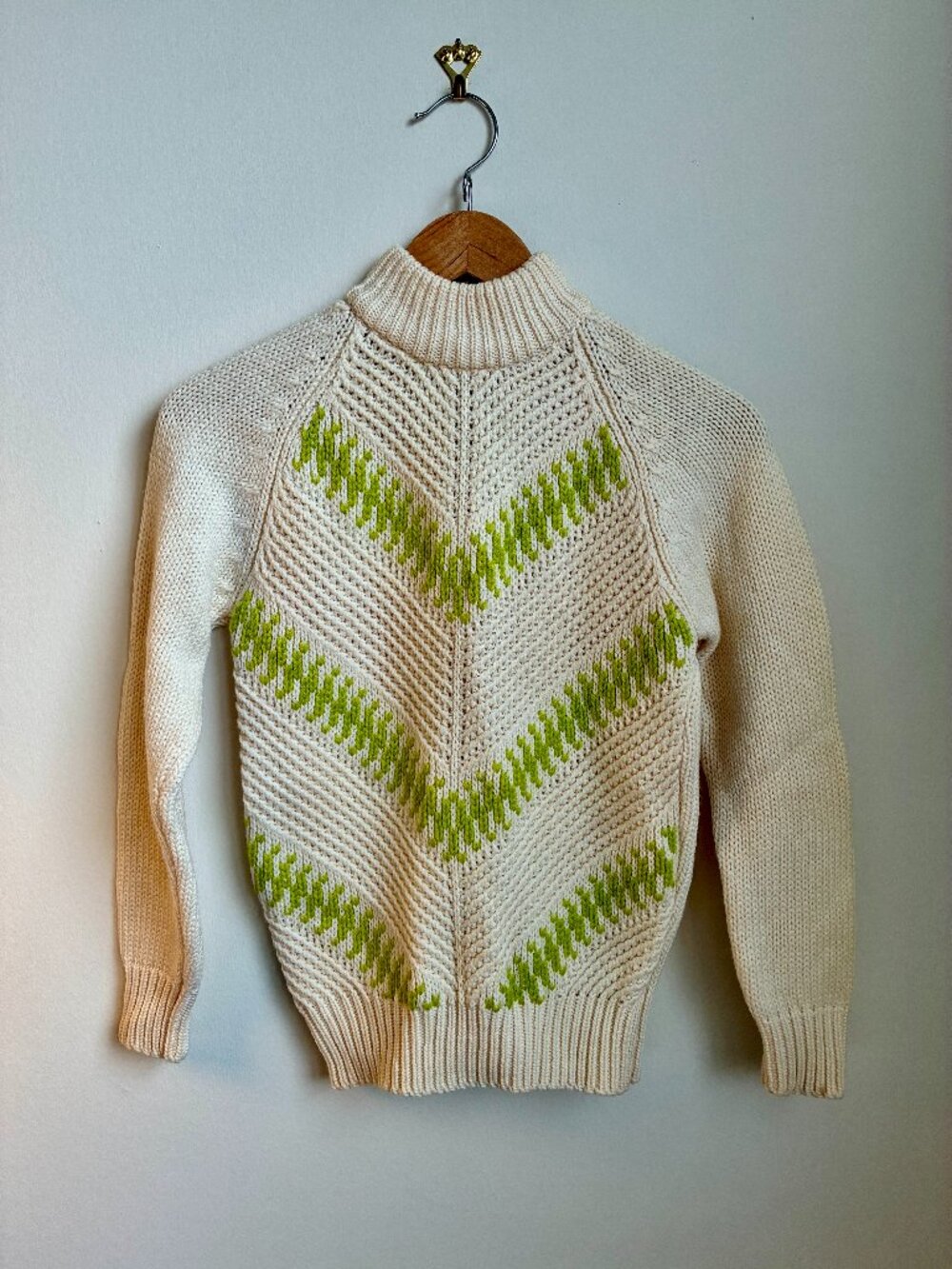 Vintage 1970s Tami Wool  Cream Sweater | Mod Ski Sweater Turtleneck
